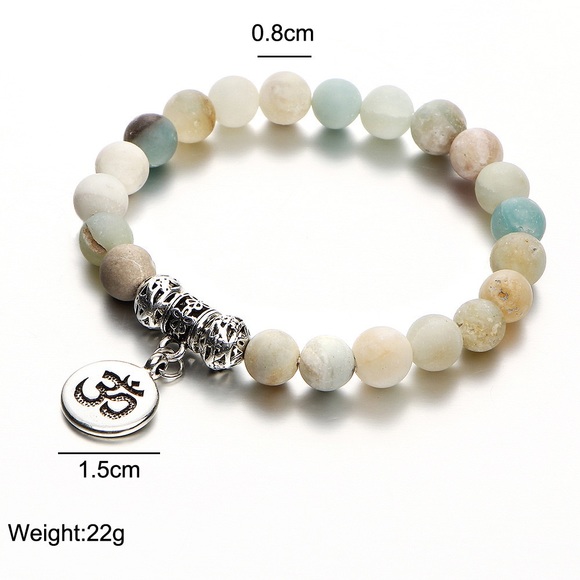 🔥3/$20 Sale🔥 Natural Bead Ohm Stretch Bracelet Yoga Meditation - Picture 3 of 3